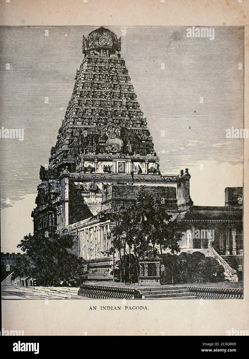 Indische Pagode [Stupa oder Tempel] aus dem Handelsschiff : ein Seemann Jungen Reisen, um die Welt zu sehen [um die Welt] von Nordhoff, Charles, 1830-1901 gestochen von C. Laplante; einige Illustrationen von W.L. Wyllie Verlag New York : Dodd, Mead & Co. 1884 Stockfoto