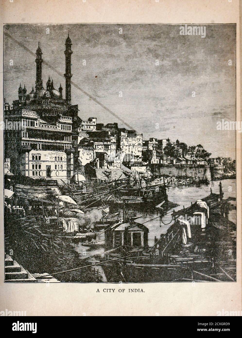 Eine Stadt Indiens vom Handelsschiff aus: Reisen eines Matrosenjungen zur Weltanschauung von Nordhoff, Charles, 1830-1901 gestochen von C. Laplante; einige Illustrationen von W.L. Wyllie Verlag New York : Dodd, Mead & Co. 1884 Stockfoto