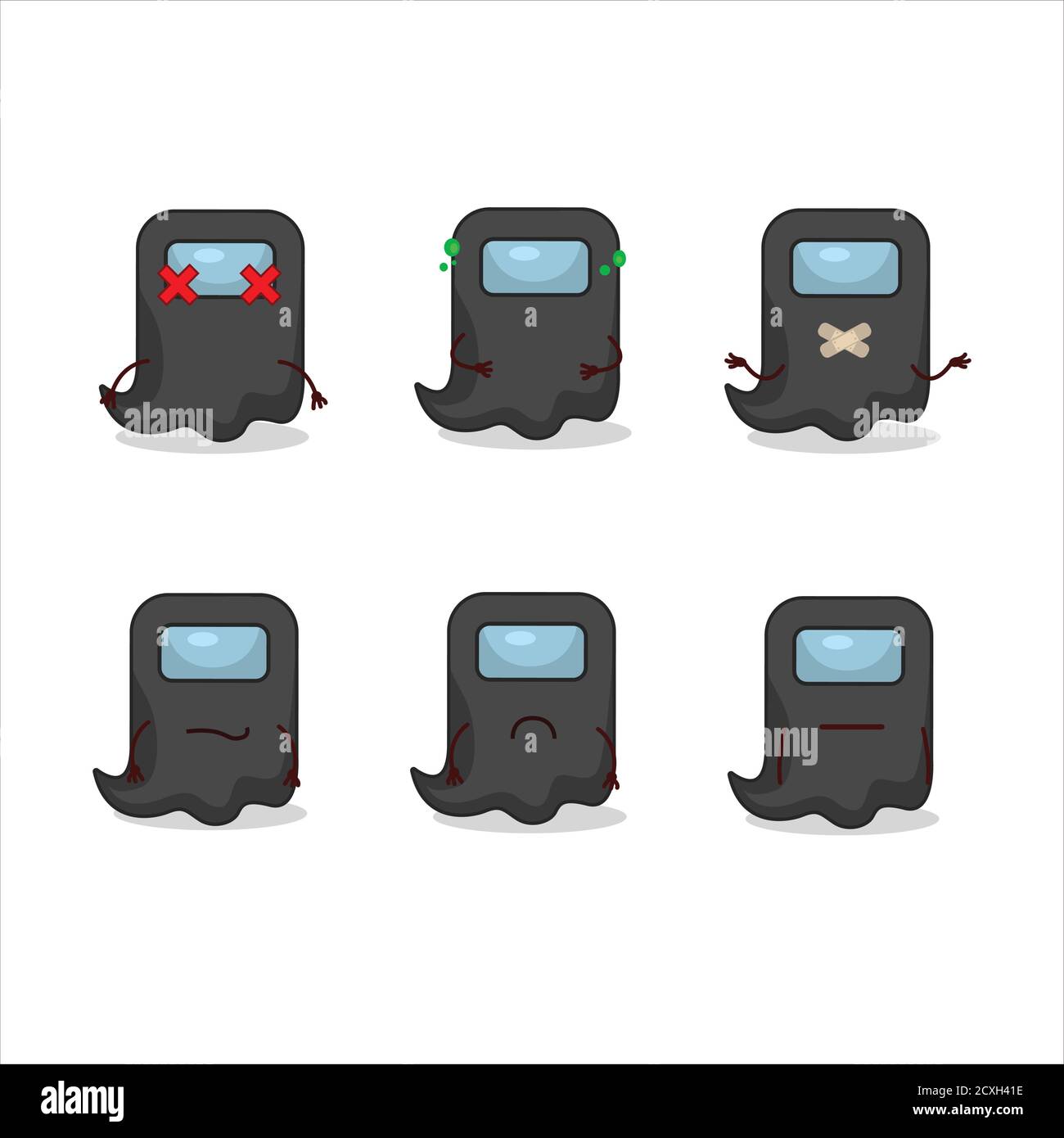 Ghost Among US schwarze Cartoon-Figur mit nope Ausdruck Stock Vektor