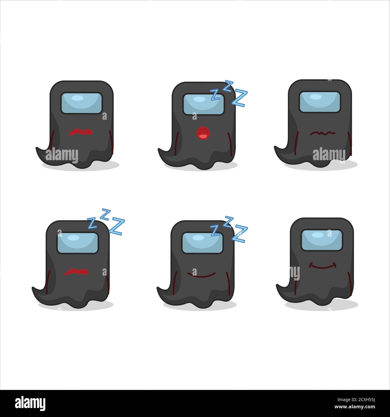 Cartoon-Charakter der Geist unter uns schwarz mit schläfrigen Ausdruck Stock Vektor