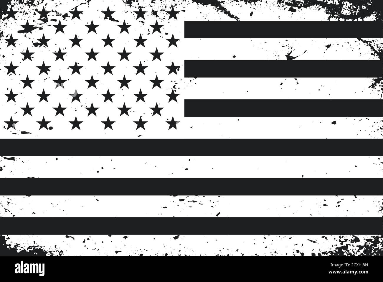 Grunge Stil schwarz und weiß Vereinigte Staaten Flagge. Alte Vintage BA Stock Vektor