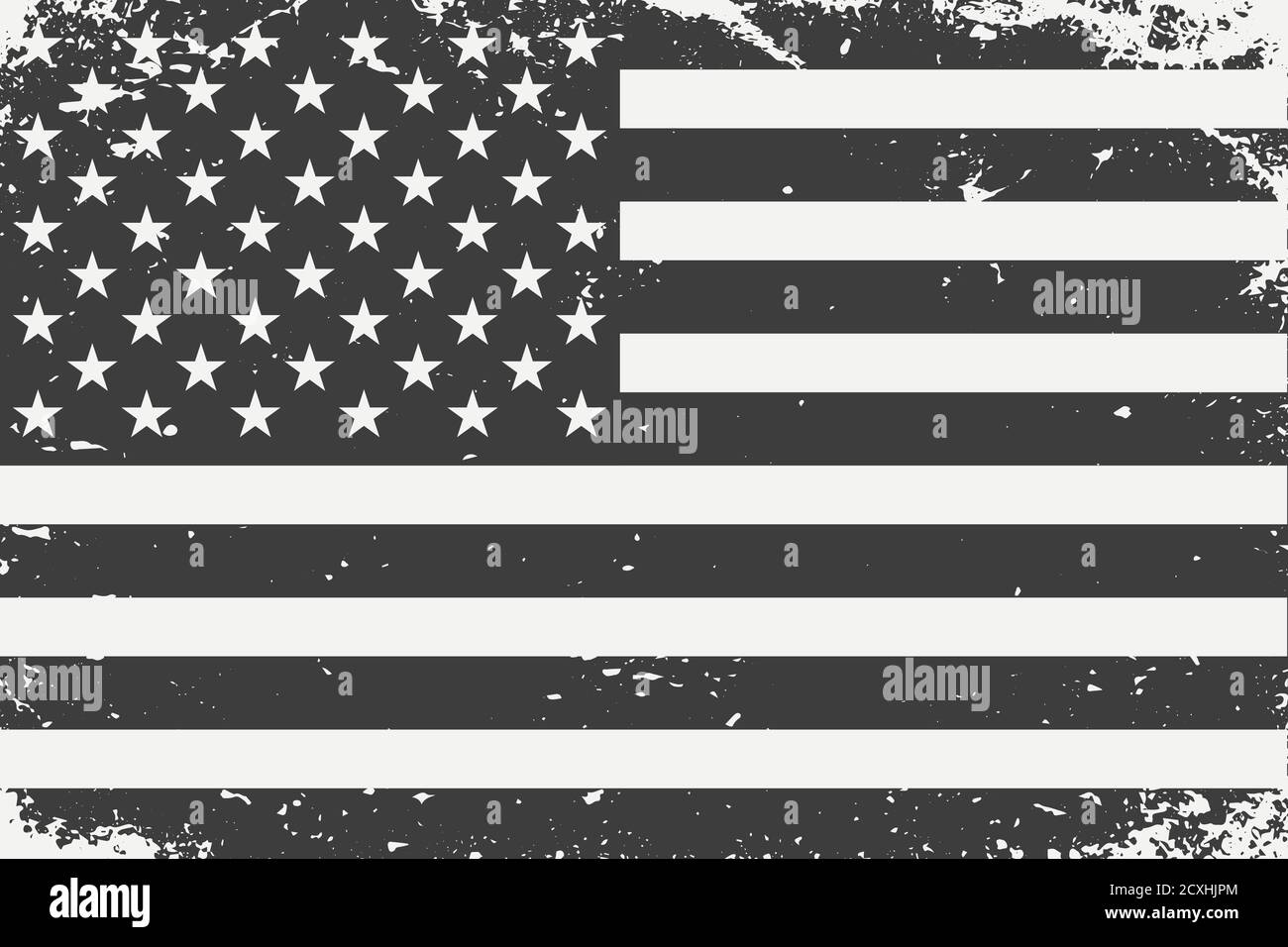 Grunge Stil schwarz und weiß Vereinigte Staaten Flagge. Alte Vintage BA Stock Vektor