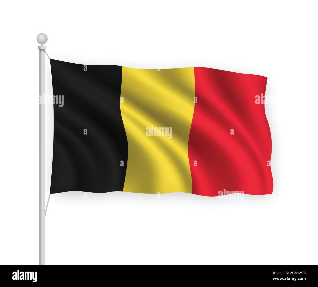 3d winkende Flagge Belgien isoliert auf weißem Hintergrund. Stock Vektor
