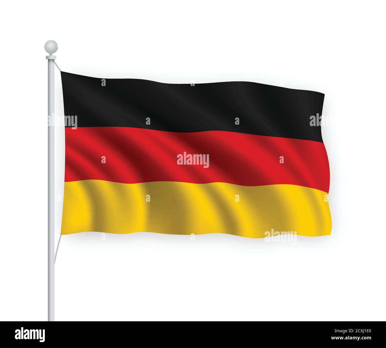 3d winkende Flagge Deutschland isoliert auf weißem Hintergrund. Stock Vektor