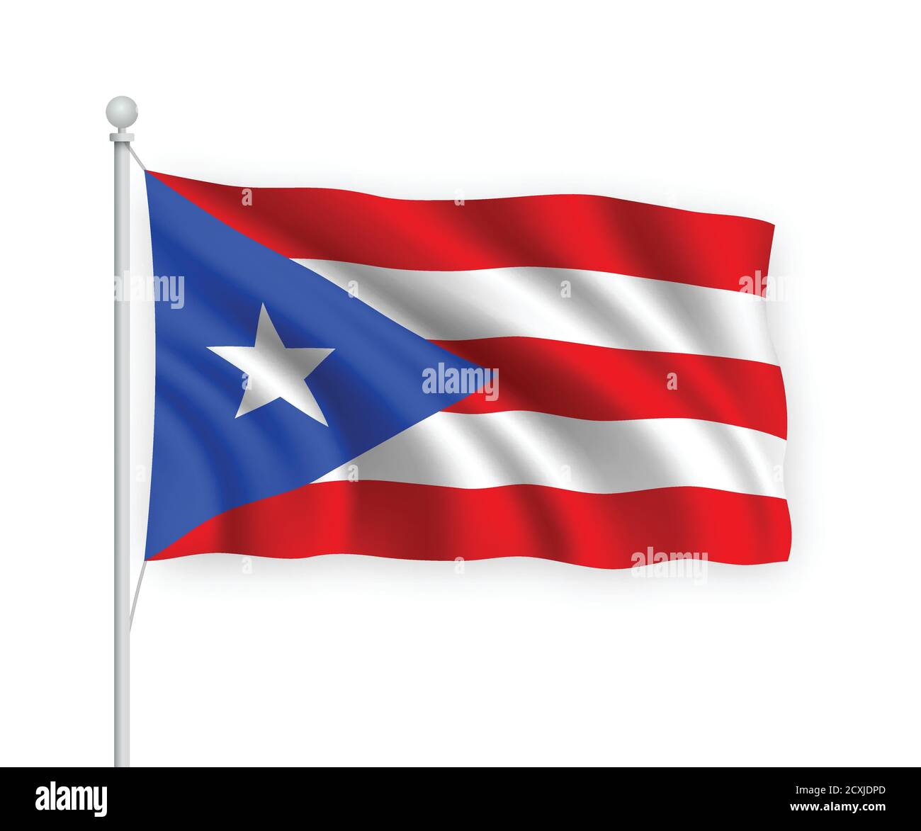3d winkende Flagge Puerto Rico isoliert auf weißem Hintergrund. Stock Vektor