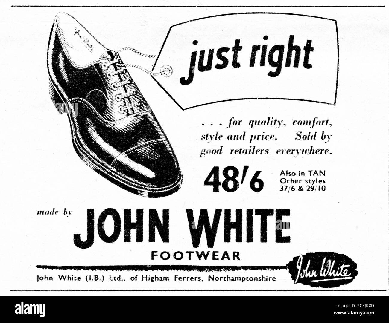 John White Footwear Magazine Werbung, 1940er Jahre Stockfoto