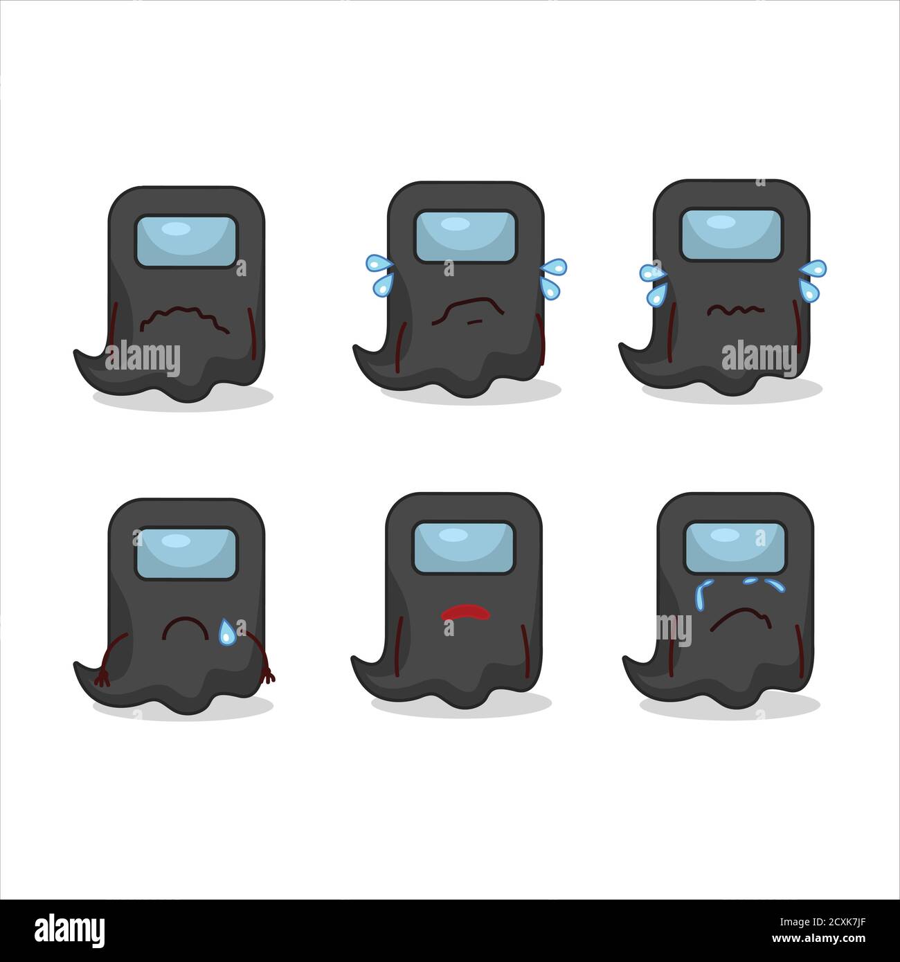 Ghost Among US schwarze Zeichentrickfigur mit trauriger Ausdruck Stock Vektor