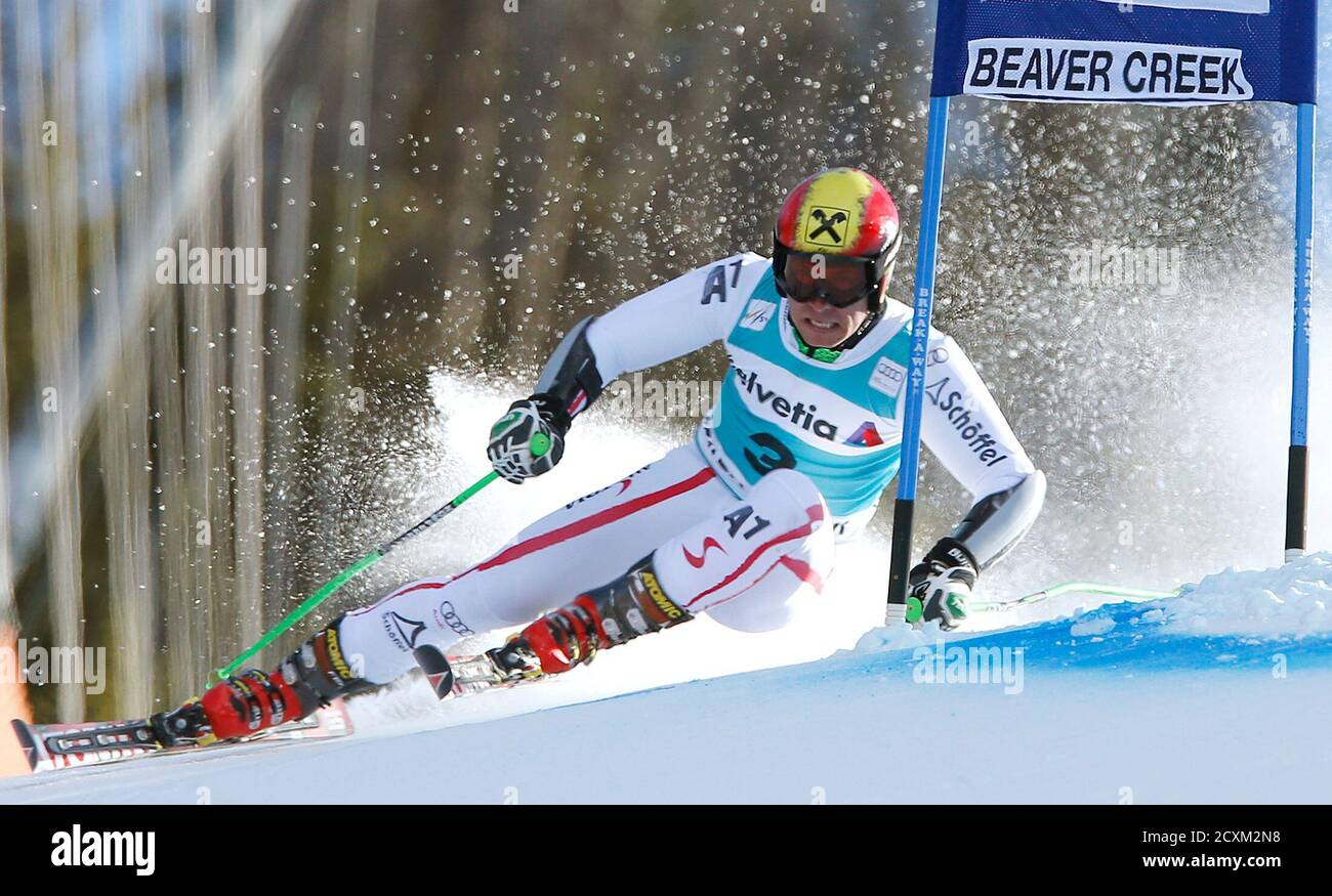 Marcel Hirscher aus Österreich fährt beim Herren-Weltcup-Riesenslalom-Skirennen  in Beaver Creek, Colorado, am 2. Dezember 2012 auf den zweiten Platz.  REUTERS/Mike Segar (VEREINIGTE STAATEN - Tags: SPORT SKIFAHREN  Stockfotografie - Alamy