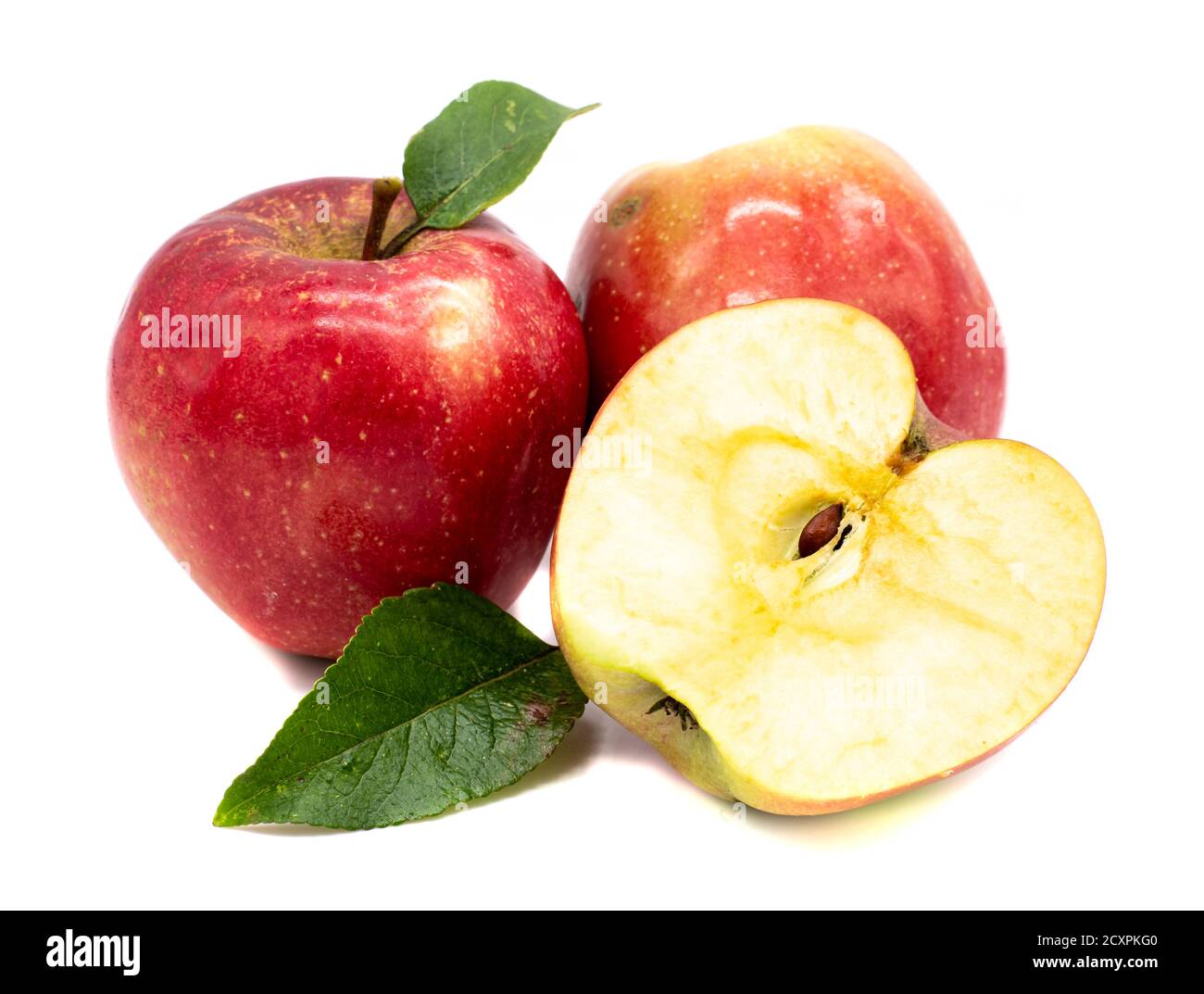 Frische Äpfel isoliert auf weißem Hintergrund Stockfoto