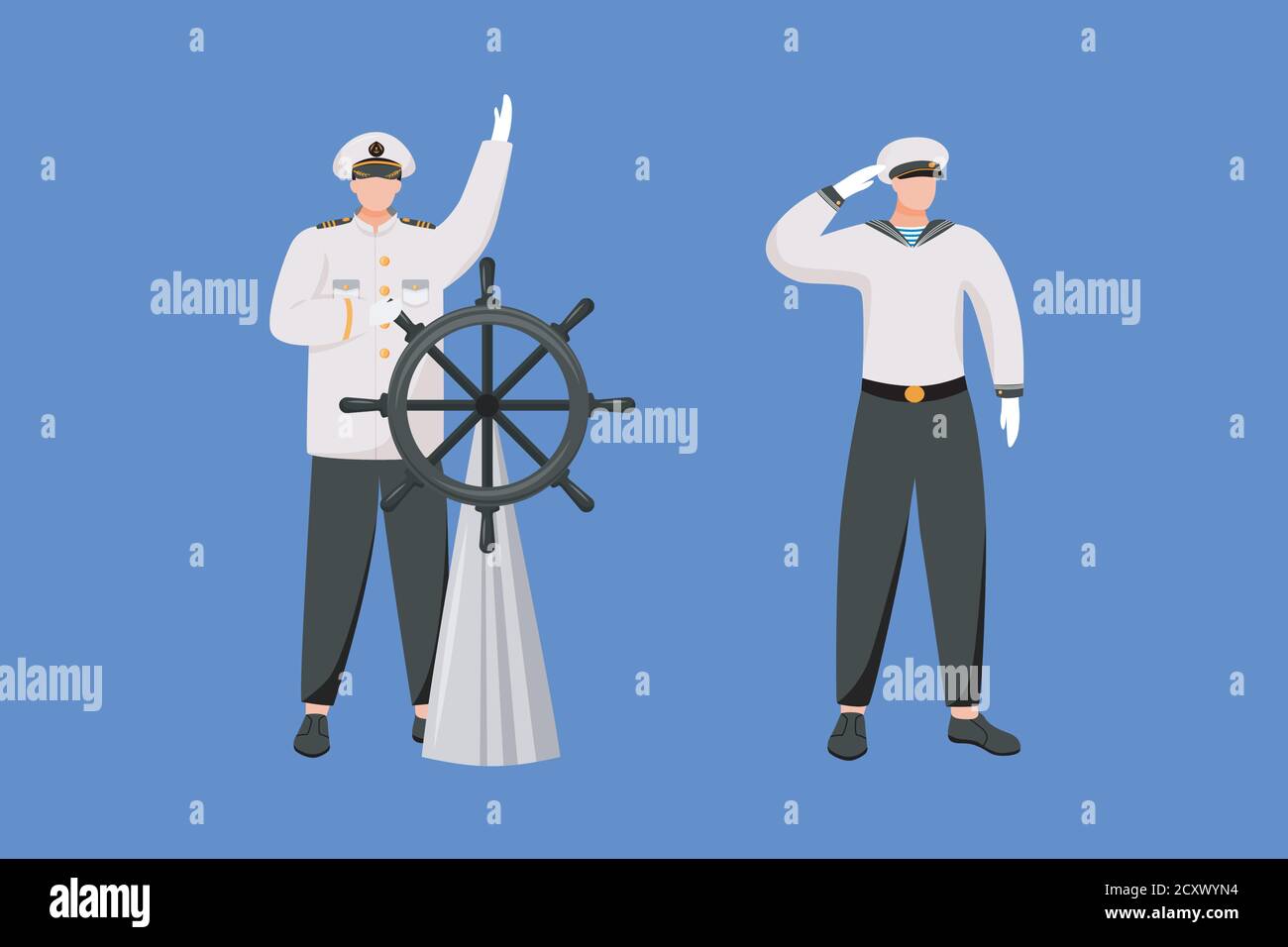 Maritime Berufe flache Vektor-Illustration Stock Vektor