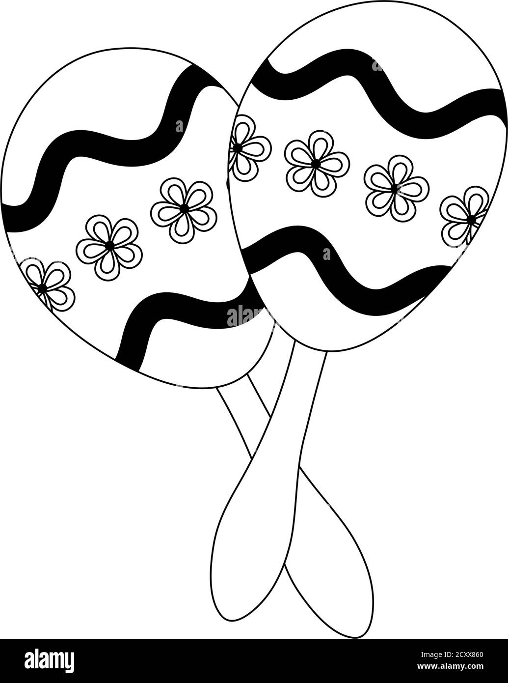 Maracas Musik Instrument isoliert Design Symbol Vektor Illustration Linie Stil Stock Vektor