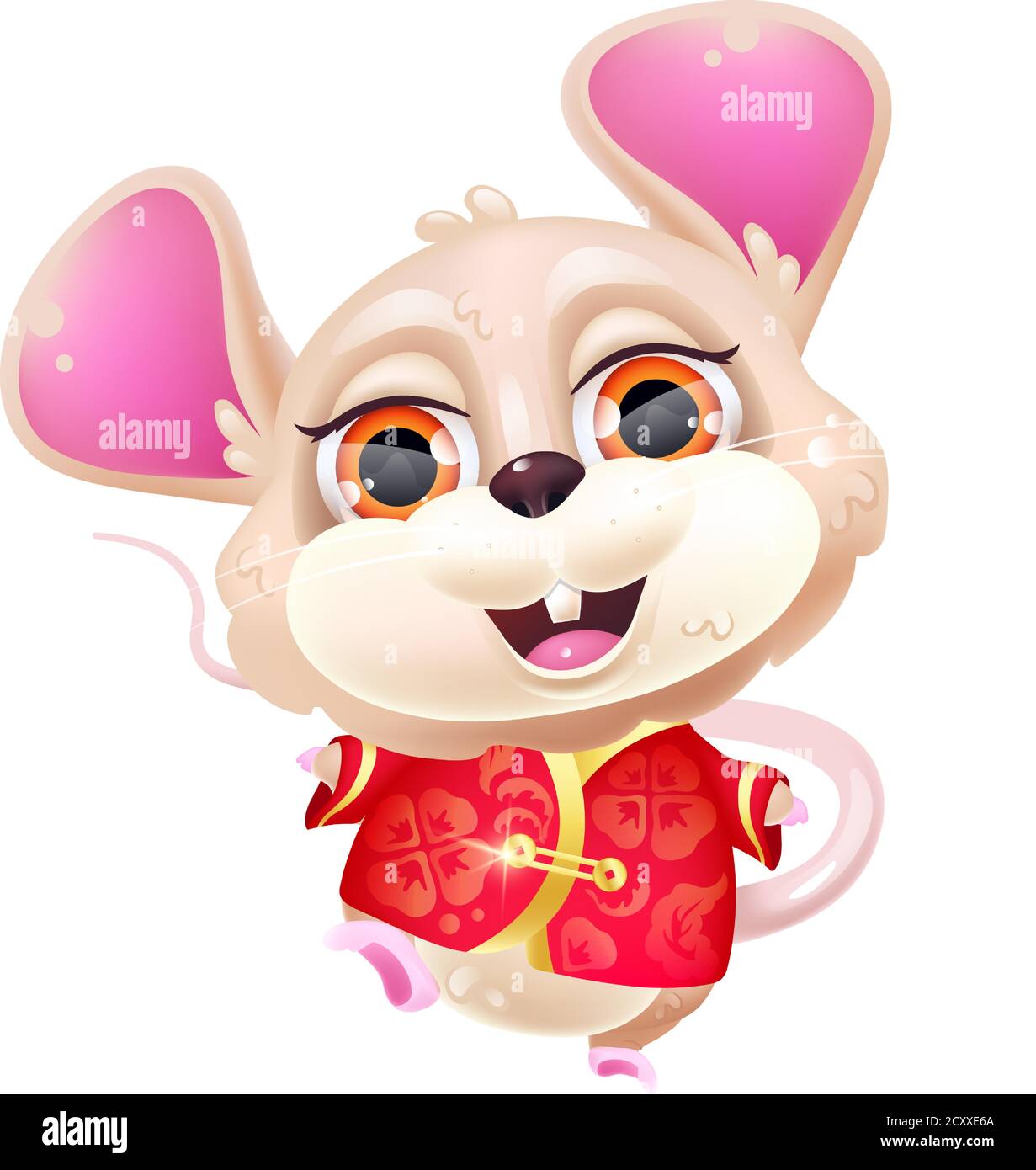 Nette tanzende Maus kawaii Cartoon Vektor Charakter Stock Vektor