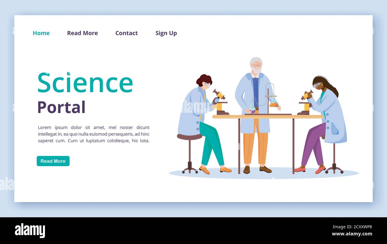 Vektorvorlage für Landing Page des Wissensportals Stock Vektor