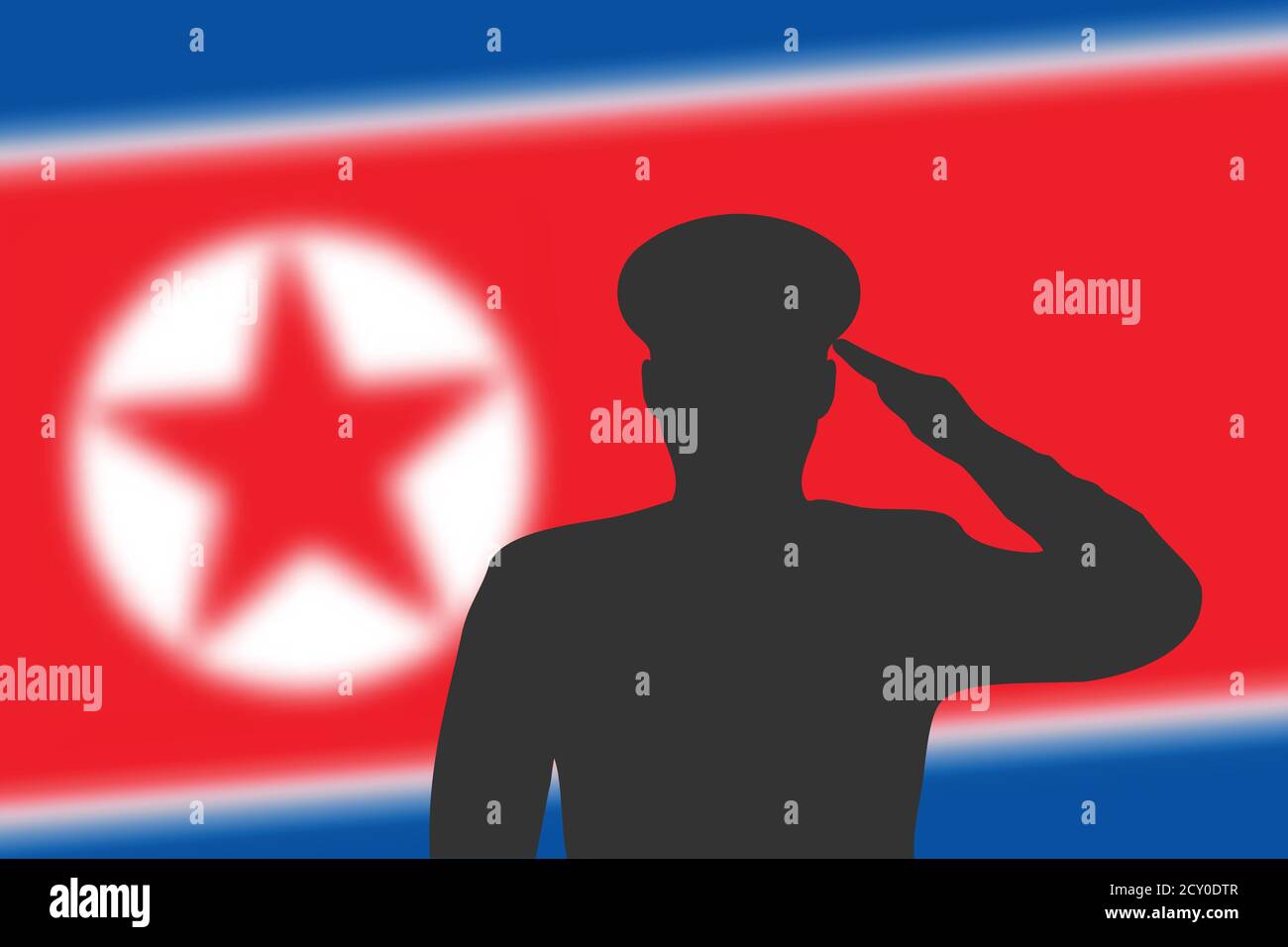 Löt Silhouette auf verwackelte Hintergrund mit Nordkorea Flagge. Stock Vektor