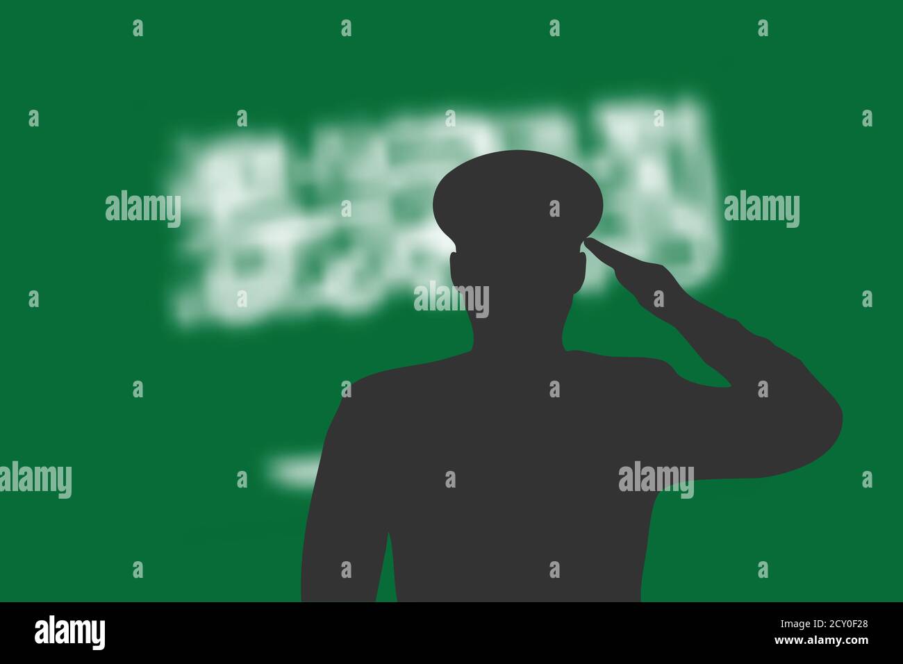 Löt Silhouette auf verwackelte Hintergrund mit Saudi-Arabien Flagge. Stock Vektor