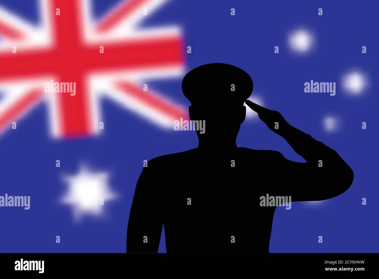 Löt Silhouette auf verwackelte Hintergrund mit Australien Flagge. Stock Vektor