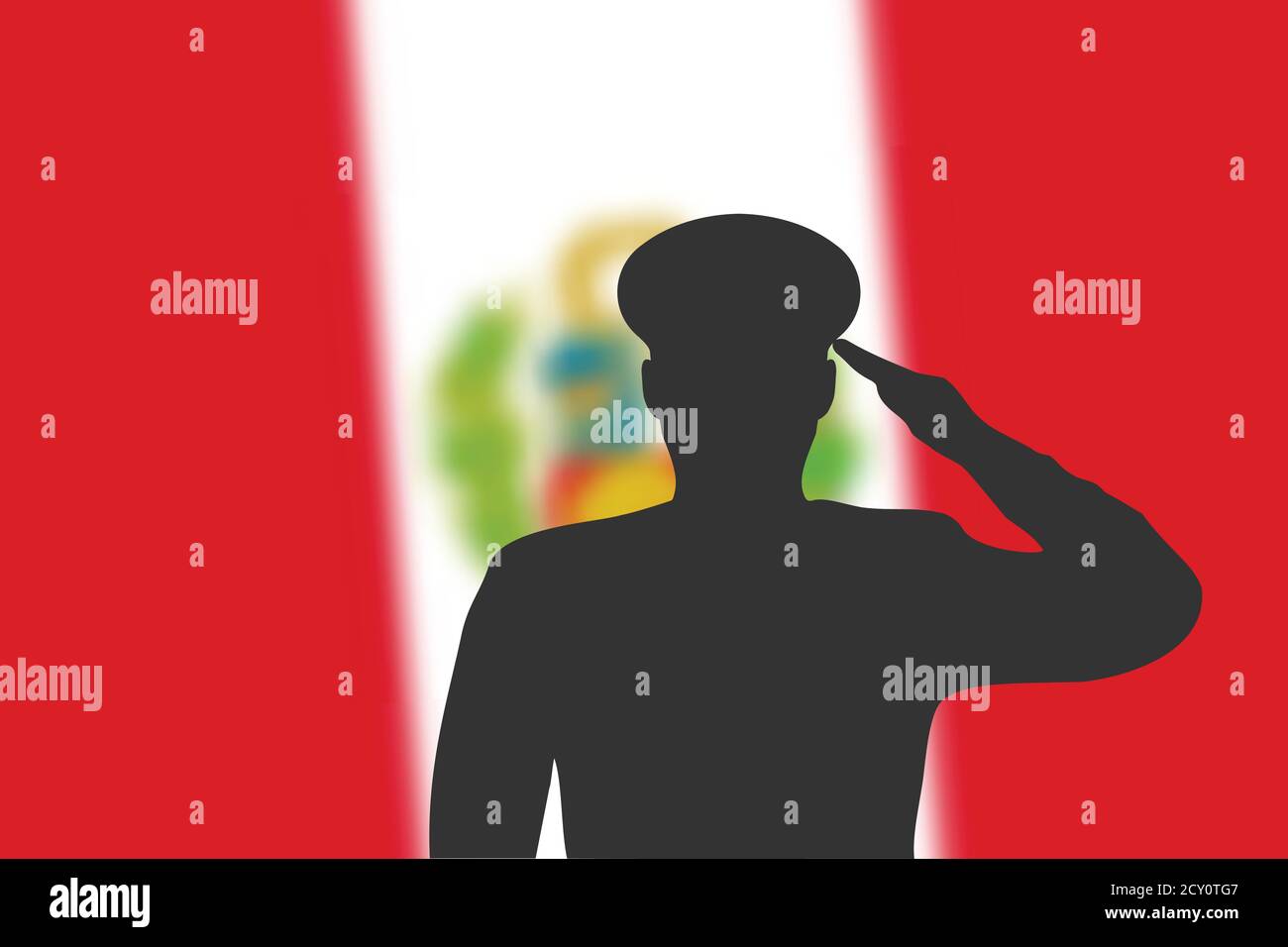 Löt Silhouette auf verwackelte Hintergrund mit Peru Flagge. Stock Vektor