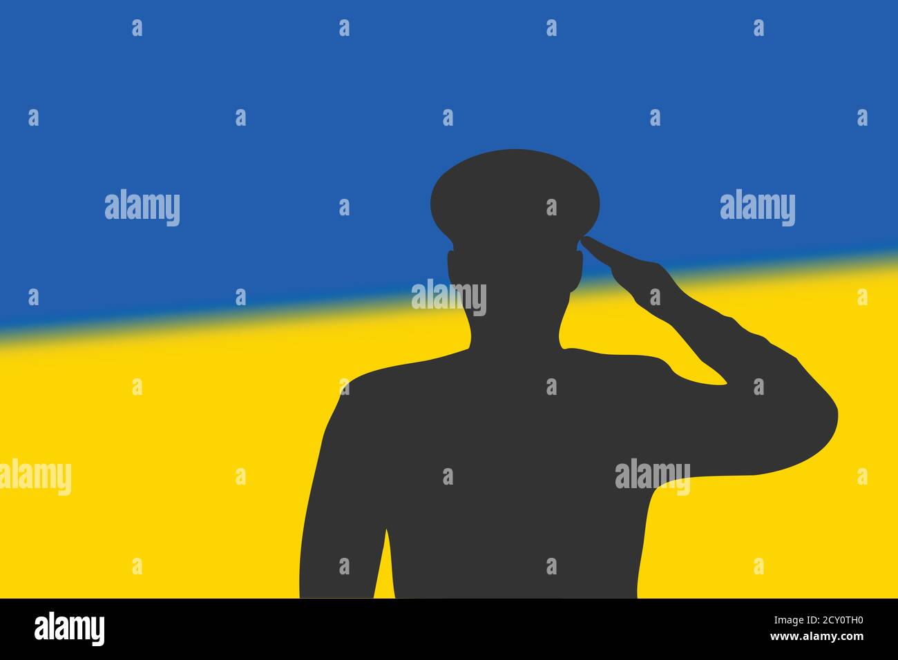 Löt Silhouette auf verwackelte Hintergrund mit Ukraine Flagge. Stock Vektor