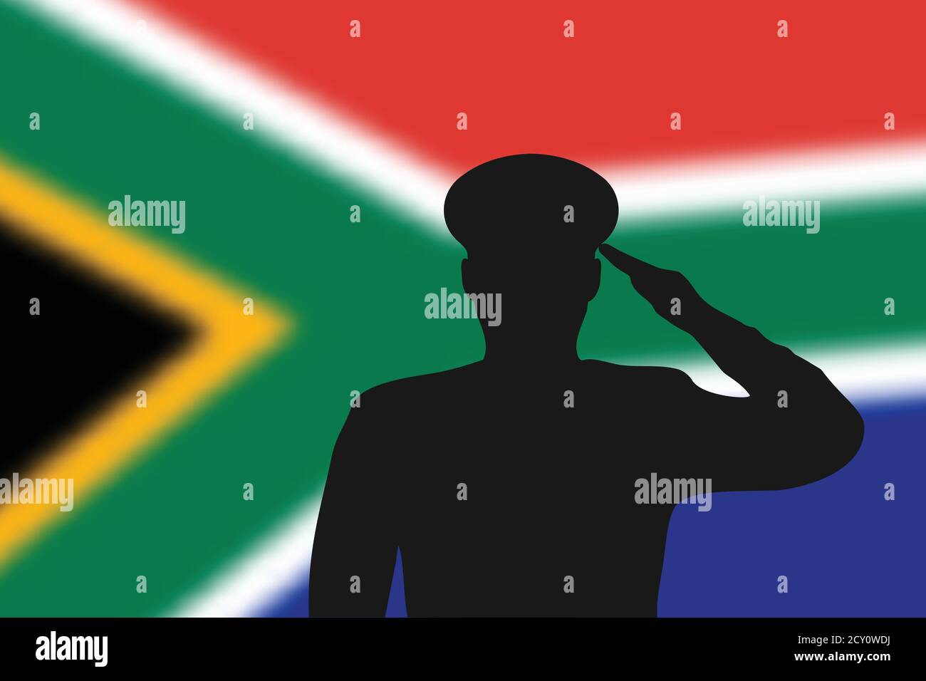 Löt Silhouette auf verwackelte Hintergrund mit Südafrika Flagge. Stock Vektor