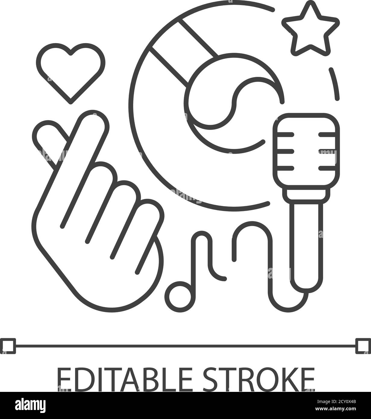 K POP Pixel Perfect Linear Icon Stock Vektor