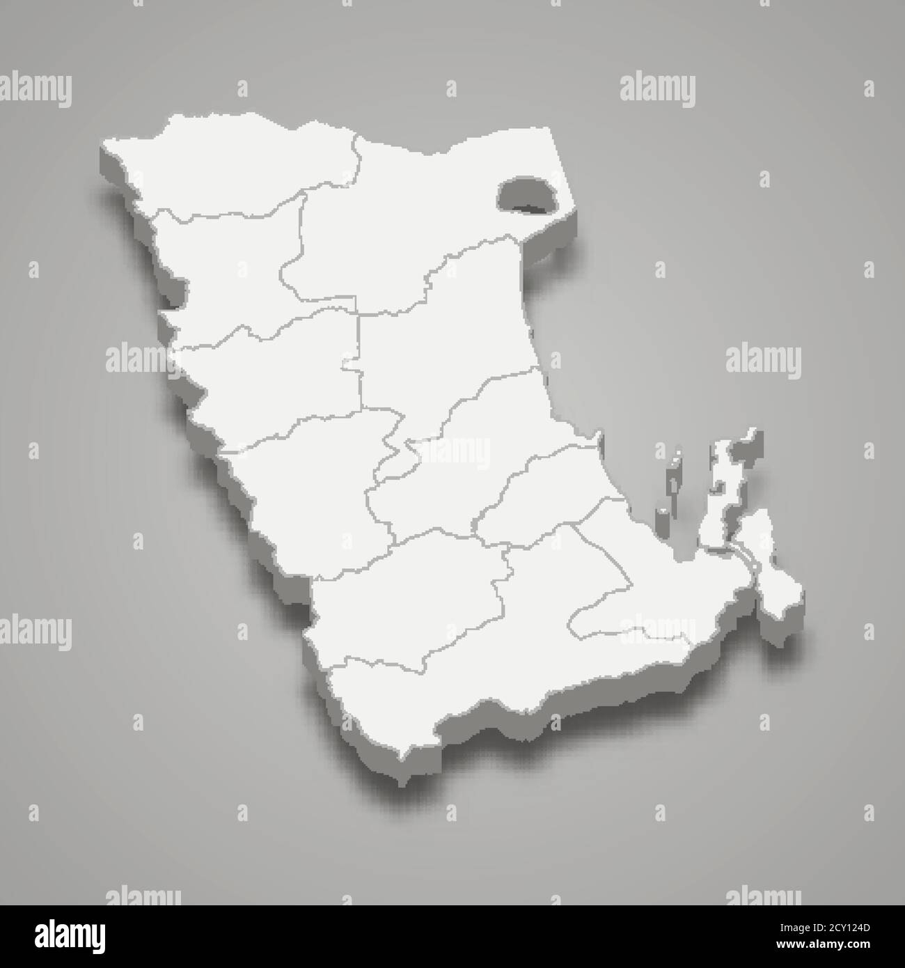 3d Karte von Phatthalung ist eine Provinz von Thailand Stock Vektor