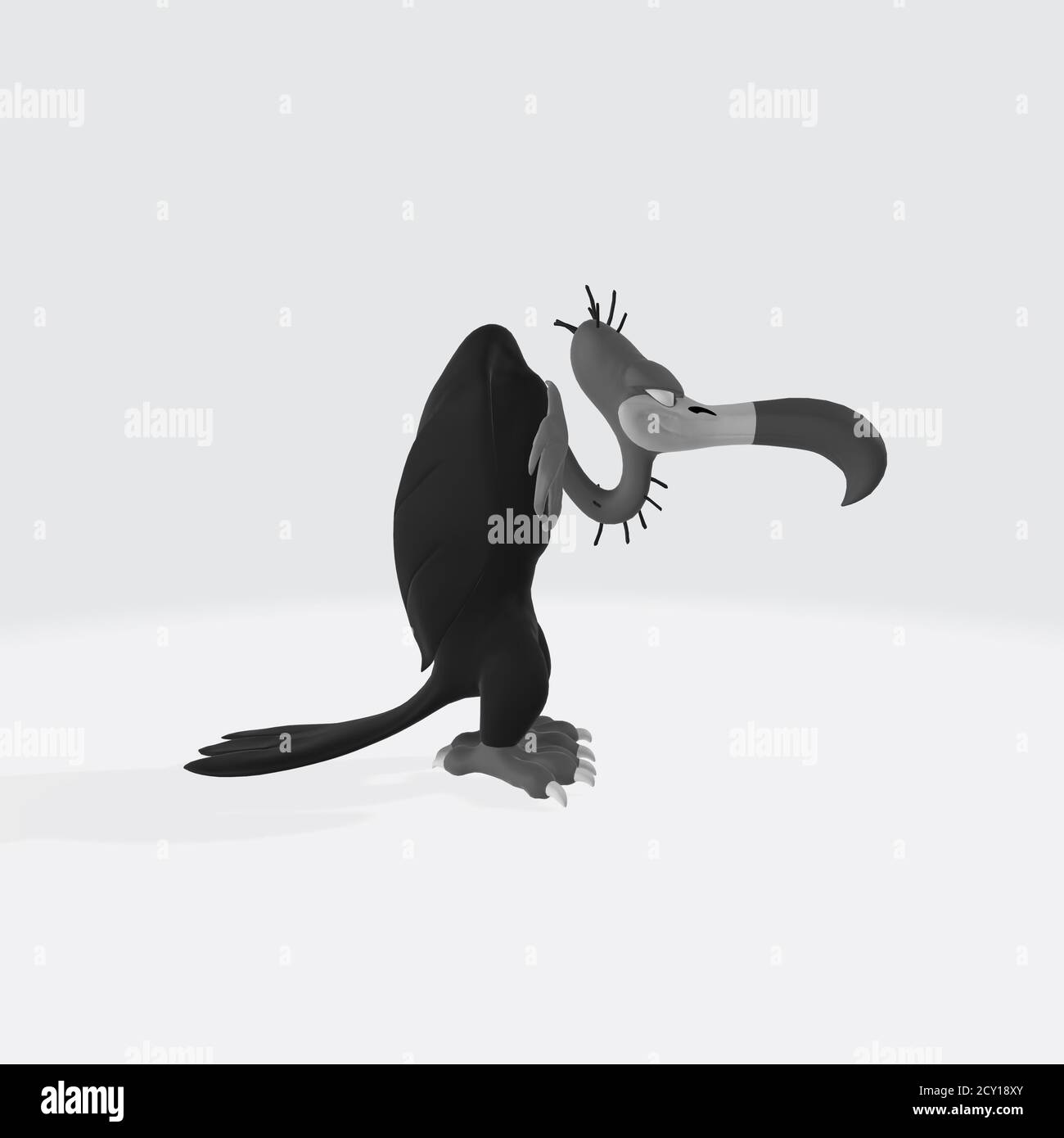 3D-Rendering eines lustigen Geier Vogel Zeichentrickfigur isoliert Auf weißem Hintergrund Stockfoto
