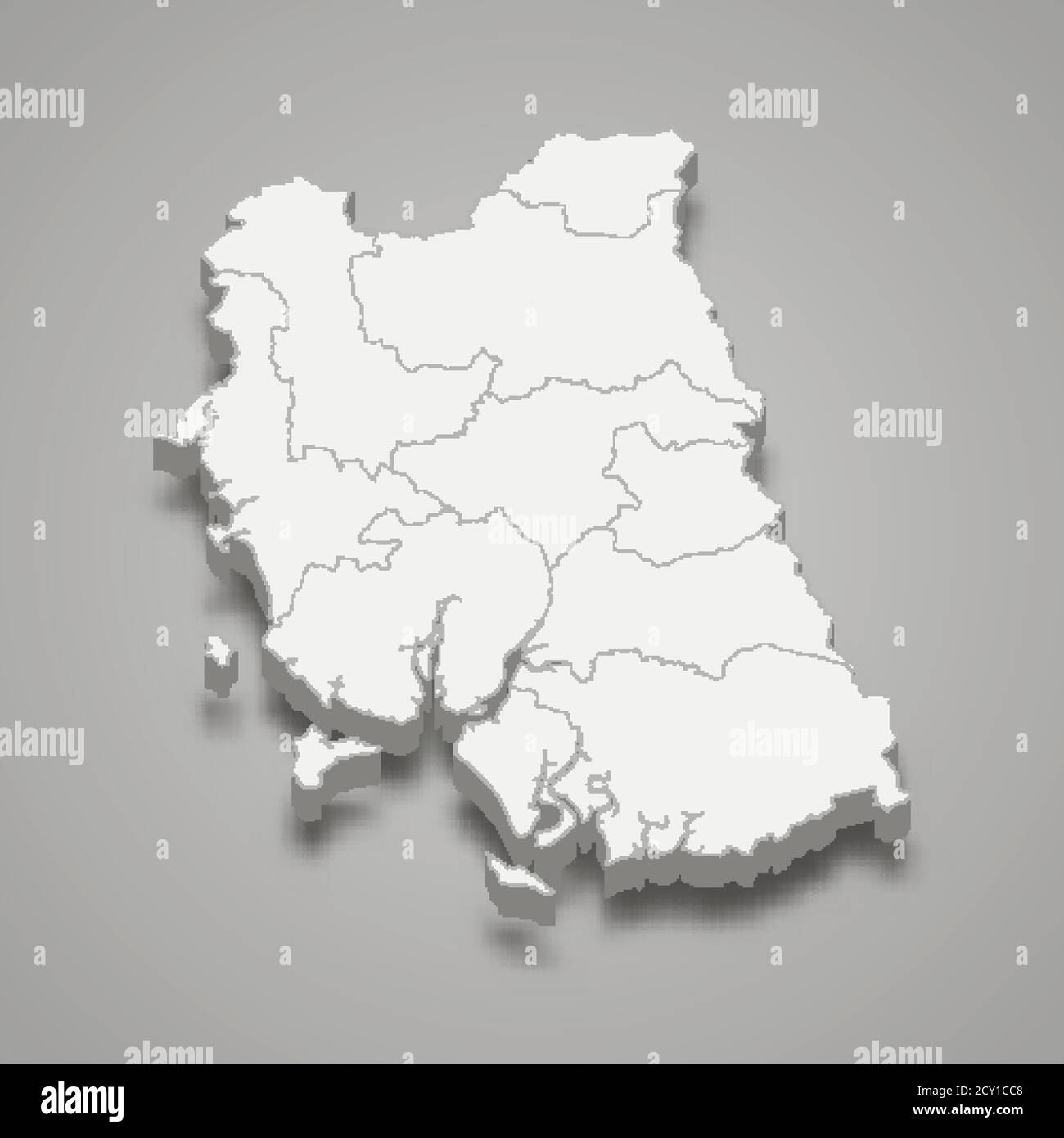 3d-Karte von Trang ist eine Provinz von Thailand Stock Vektor