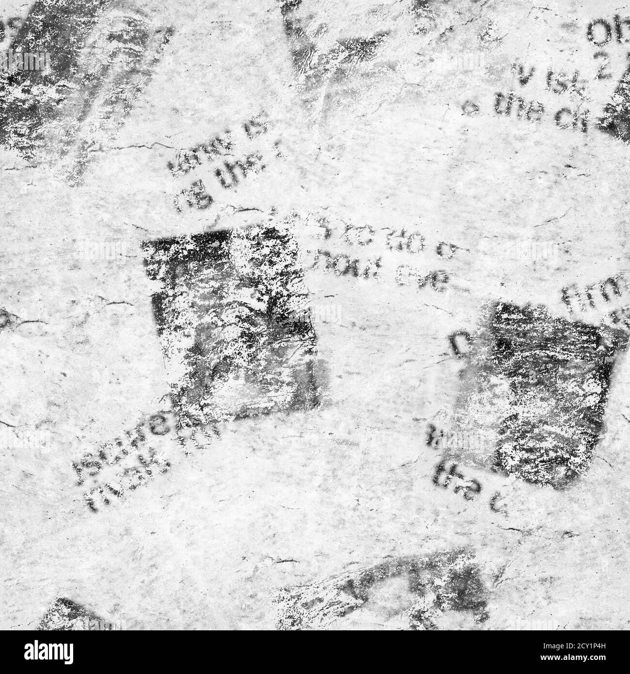 Alte Grunge Zeitung Collage Papier Textur nahtlose Muster Hintergrund. Verschwommener Vintage-Zeitungshintergrund. Grau Farbe Collage News Muster Papier BA Stockfoto