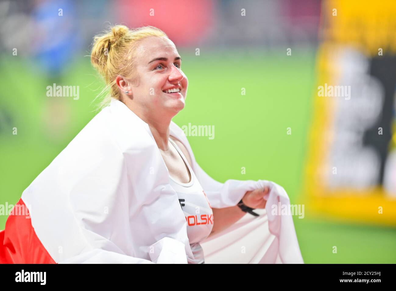 Joanna Fiodorow (Polen). Hammer Throw Frauen Silbermedaille. IAAF Leichtathletik WM, Doha 2019 Stockfoto