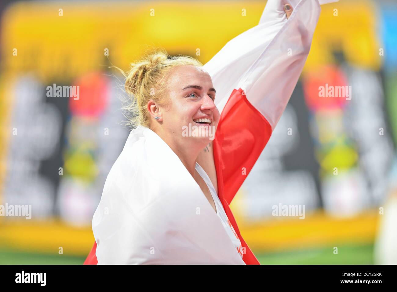 Joanna Fiodorow (Polen). Hammer Throw Frauen Silbermedaille. IAAF Leichtathletik WM, Doha 2019 Stockfoto