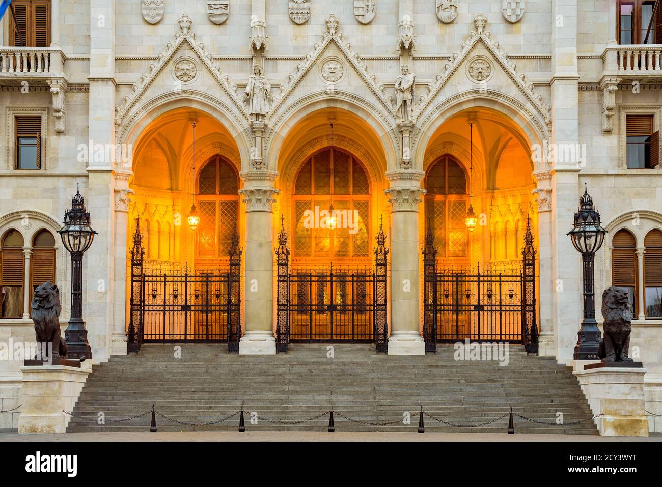 Ungarisches Parlament. Budapest. Eines der schönsten Gebäude in der ungarischen Hauptstadt. Stockfoto
