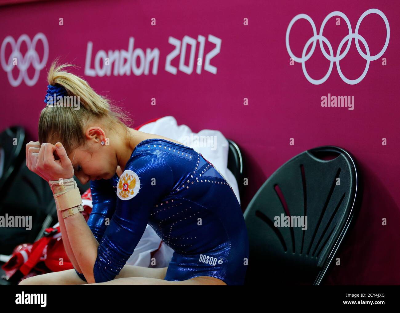 Silbermedaillengewinnerin Victoria Komova aus Russland nach dem Einzel