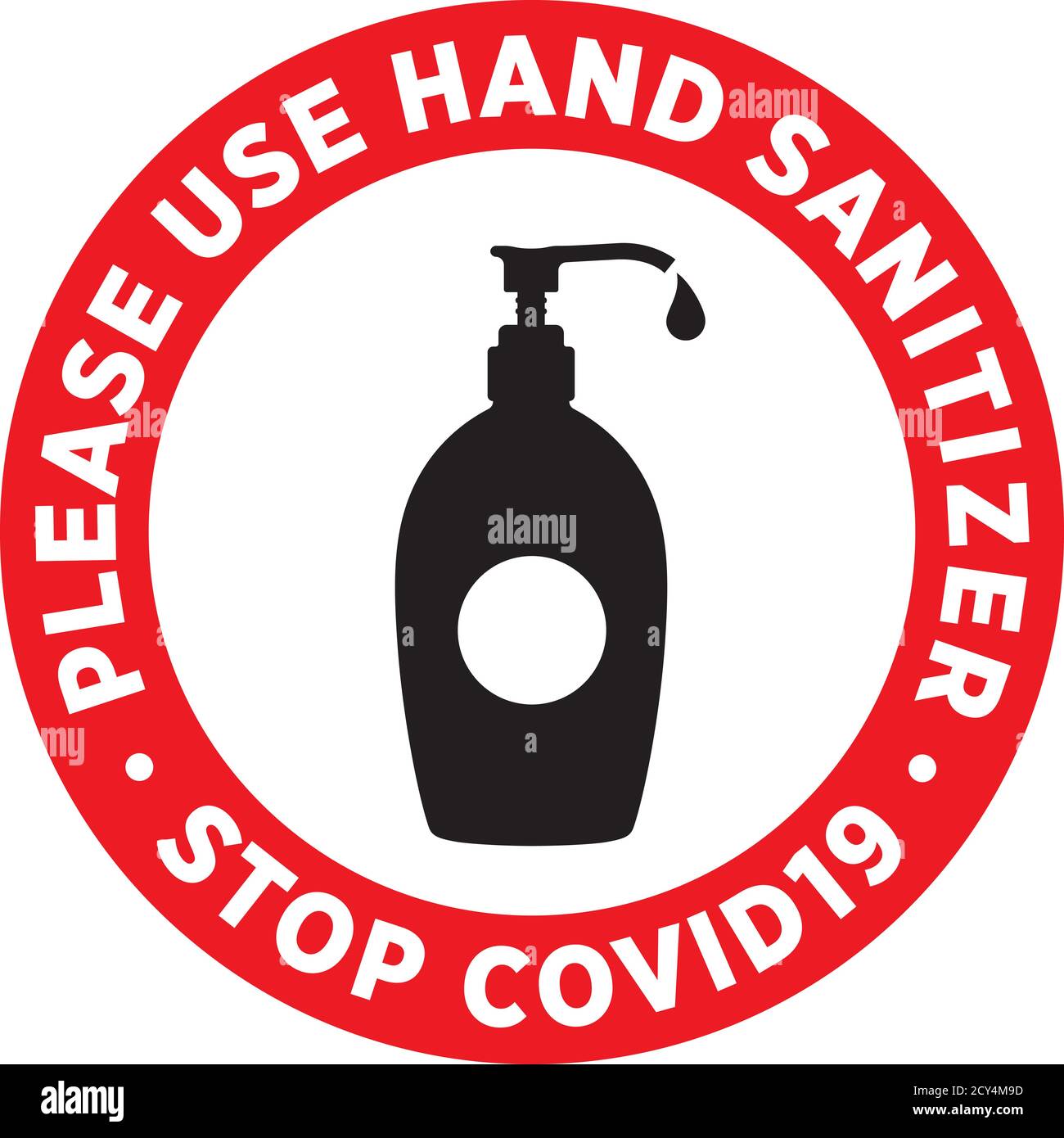 Handdesinfektionsmittel Schilder oder Wandaufkleber zur Verringerung des Risikos des Coronavirus Covid-19. Vektorzeichen. Stock Vektor