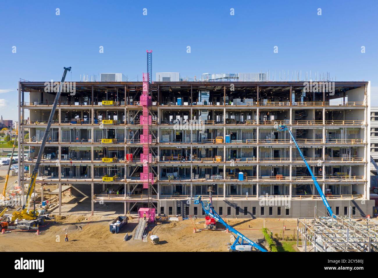 Detroit, Michigan - Bau eines neuen 2.280-Gefängnis für Wayne County. Die $ 533 Mio. Komplex wird auch Haus 25 Sitzungssäle und eine 160-Bett juveni Stockfoto