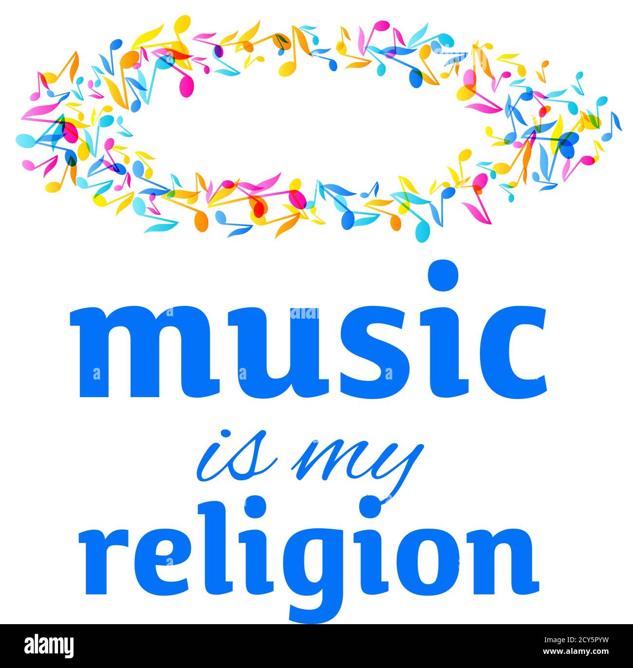 Bunte Musik Event Fest Notizen Hintergrund. Zufällige farbige Musik Festival Poster Design Vorlage. Mehrfarbige Noten auf weißem Hintergrund. Vektor Stock Vektor