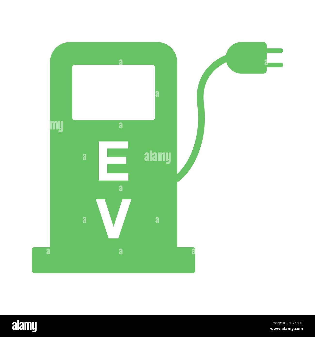 Symbol für den Ladepunkt von Elektrofahrzeugen. Kraftstoffpumpenstation für Hybridautos Symbol isoliert Stock Vektor