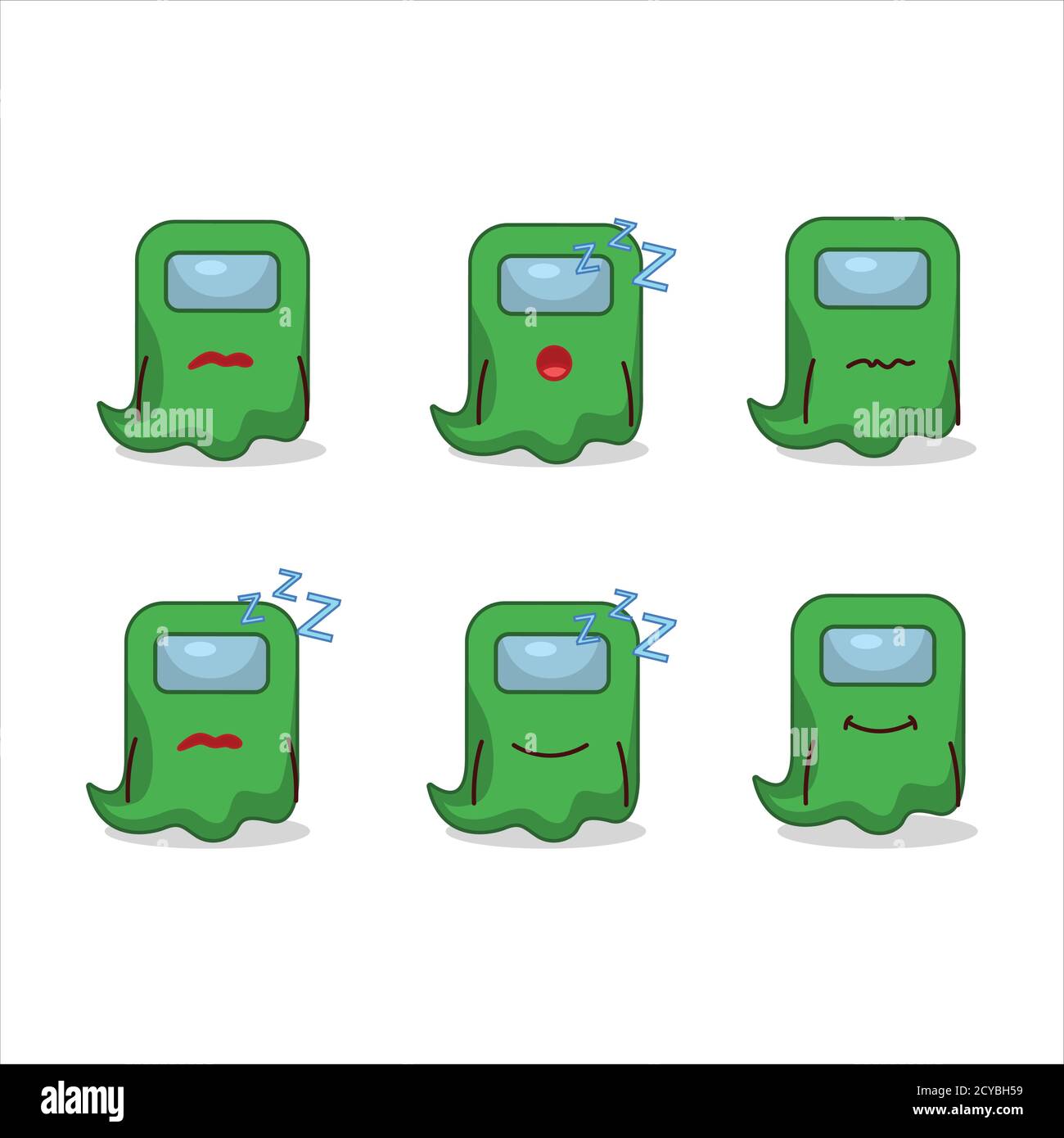 Cartoon Charakter der Geist unter uns grün mit schläfrigen Ausdruck Stock Vektor