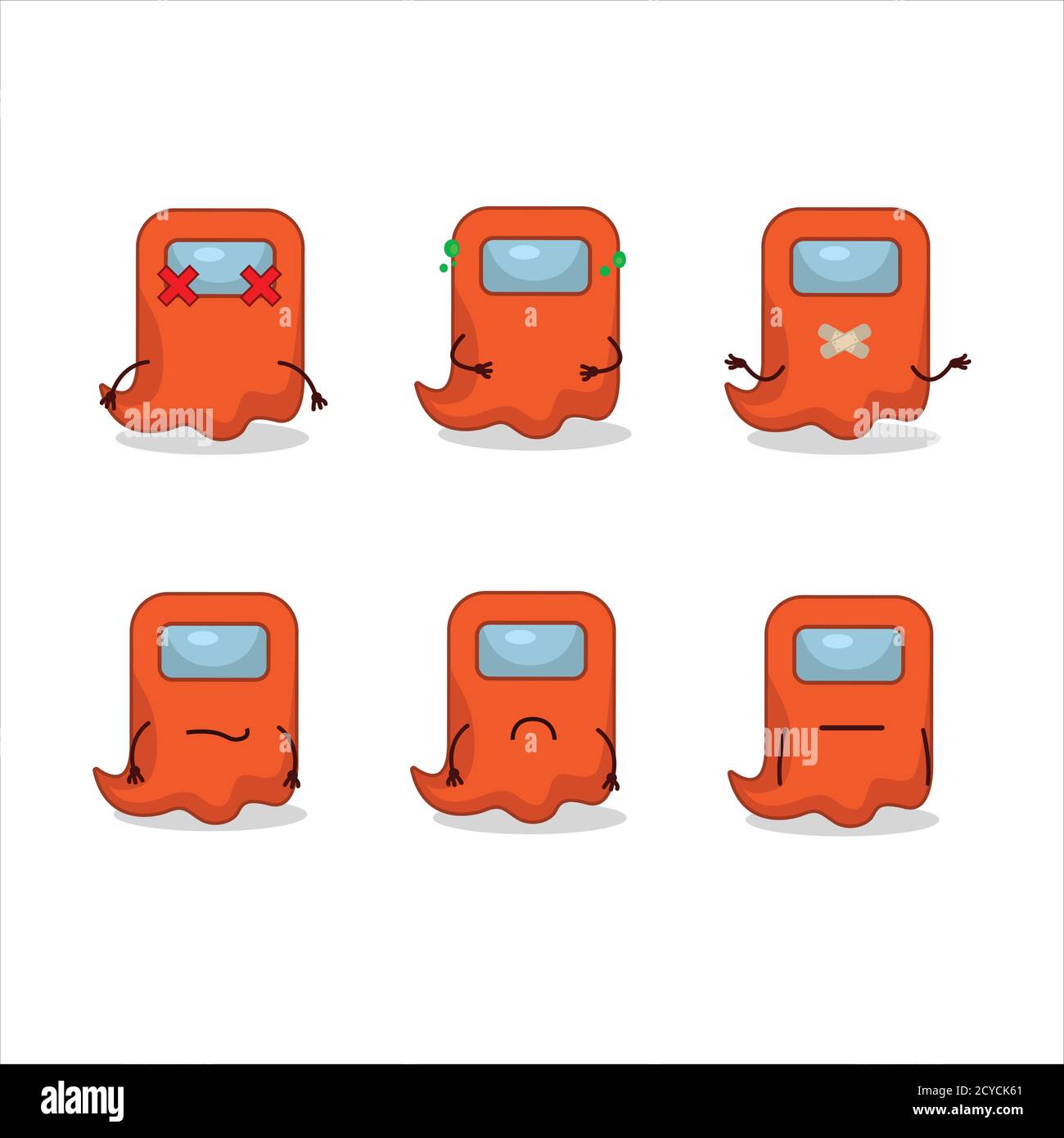 Ghost Among US orange Zeichentrickfigur mit Nope Ausdruck Stock Vektor