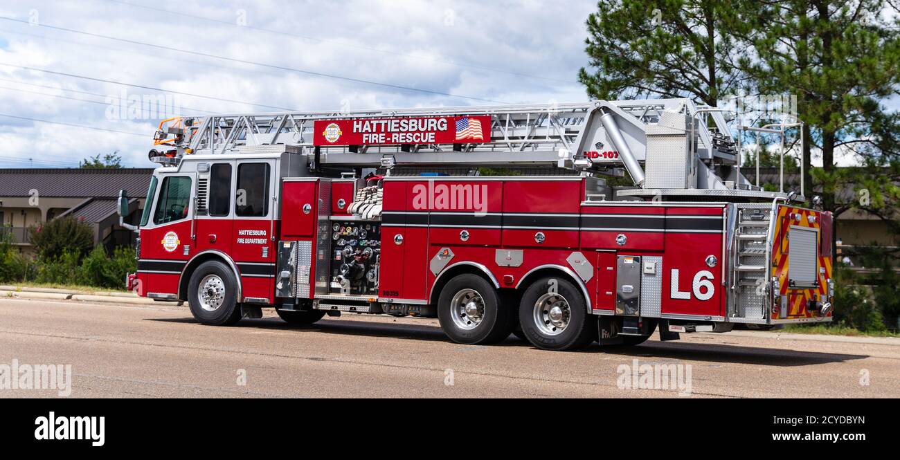 Hattiesburg, MS / USA: Hattiesburg Feuerwehrauto Stockfoto