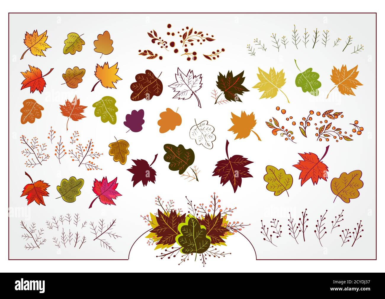 Vector Set von Herbstblättern, Zweigen und Beeren Stock Vektor