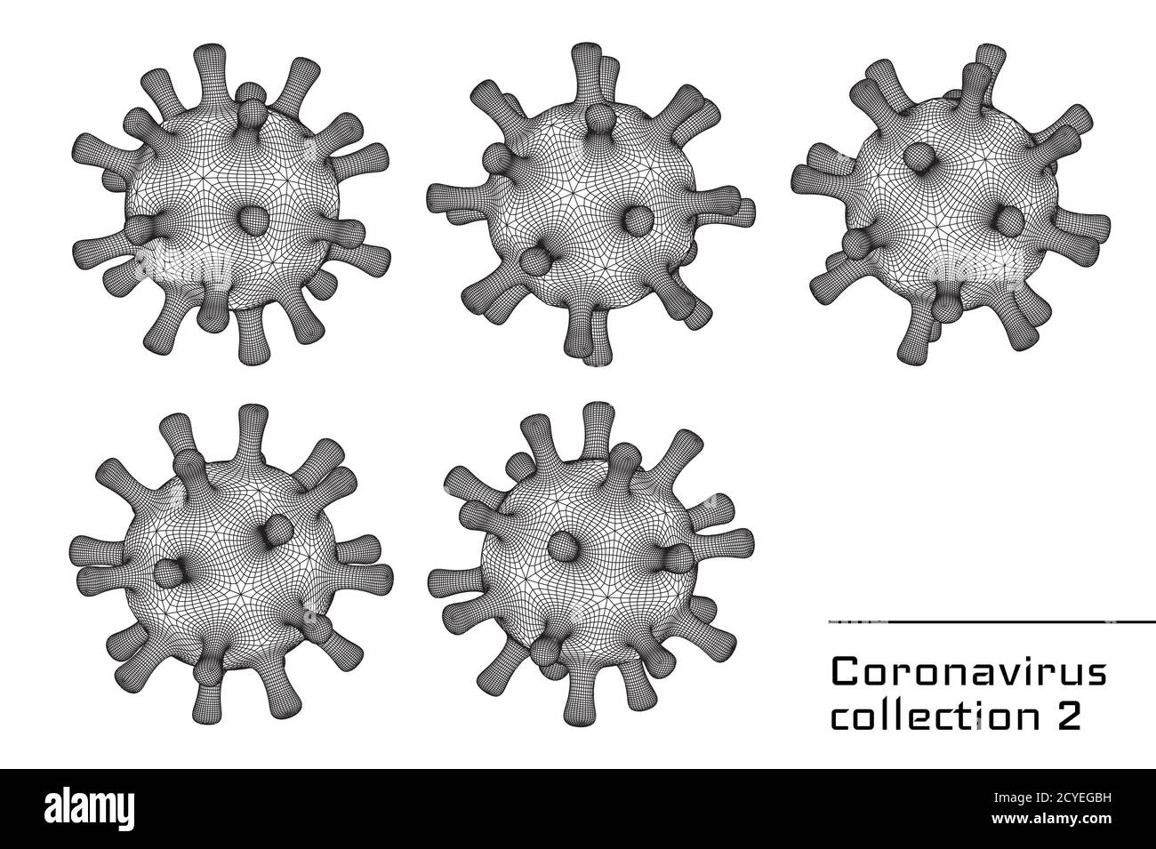Satz von 3d-Vektor Coronavirus Zeichen oder Symbole für Sekunde Illustrationen zu Wellenpandemien und medizinische Broschüren Stock Vektor
