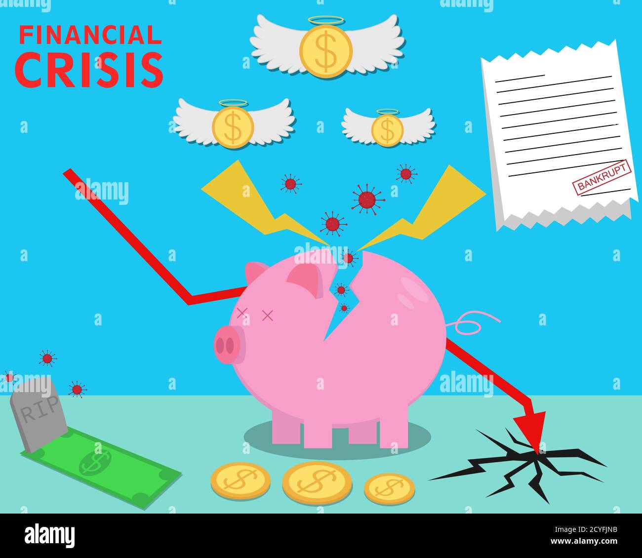 Illustration Vektor-Design von Finanzkrise, Wirtschaftskrise Stock Vektor