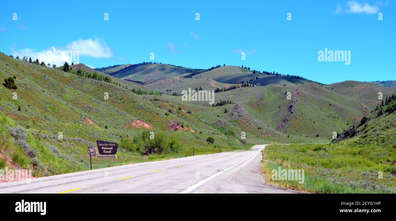 Wyoming - Betreten Grand Teton Park aus dem Süden Stockfoto