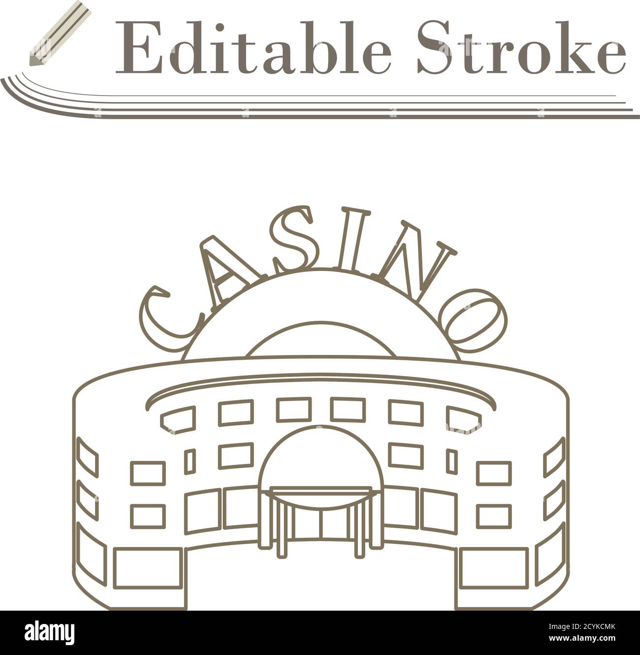 Casino Gebäude Symbol. Bearbeitbare Kontur Einfaches Design. Vektorgrafik. Stock Vektor