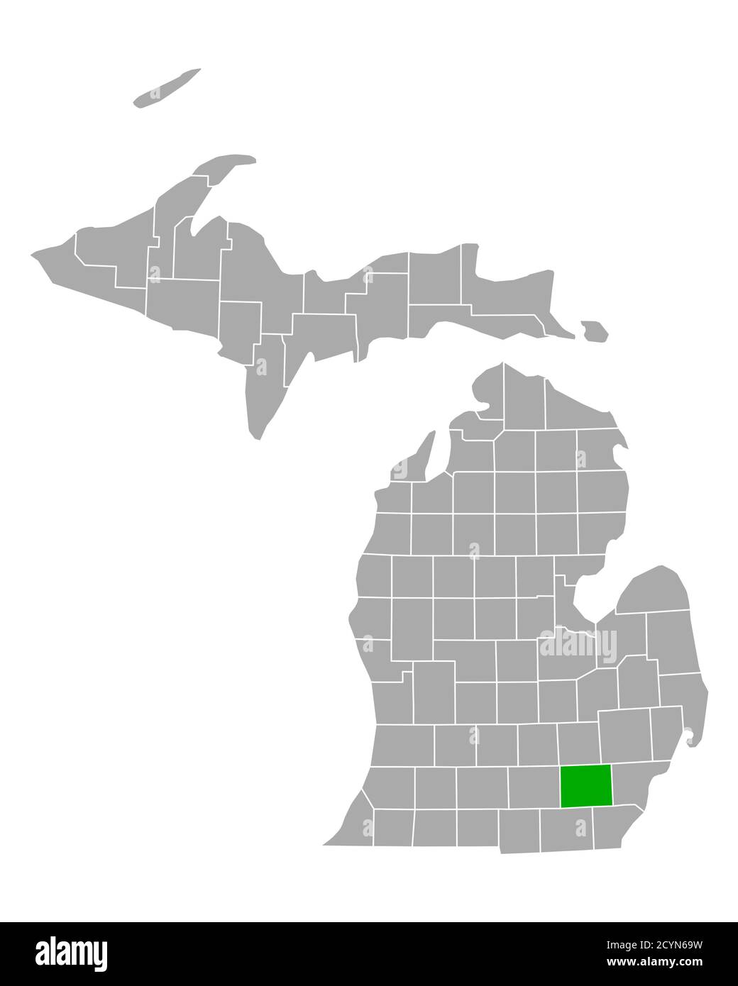 Karte von Washtenaw in Michigan Stockfoto