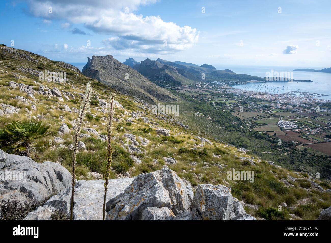 Serra de Tramuntana ist ein Gebirgszug, der entlang der Nordwestküste Mallorcas verläuft. Es ist ein UNESCO-Weltkulturerbe. Stockfoto