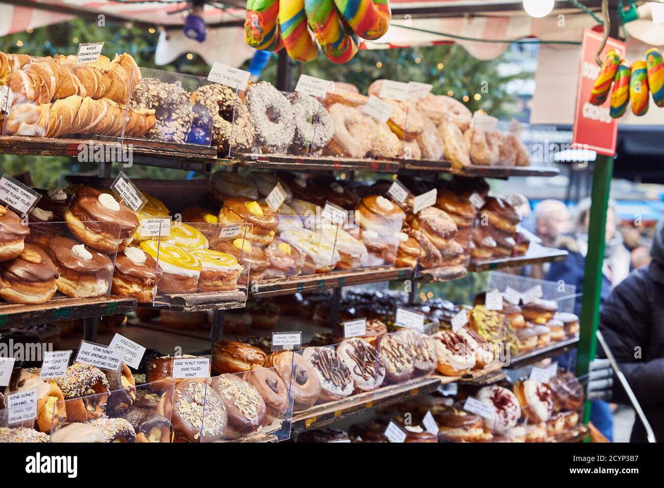 Foto eines Donut-Stands Stockfoto