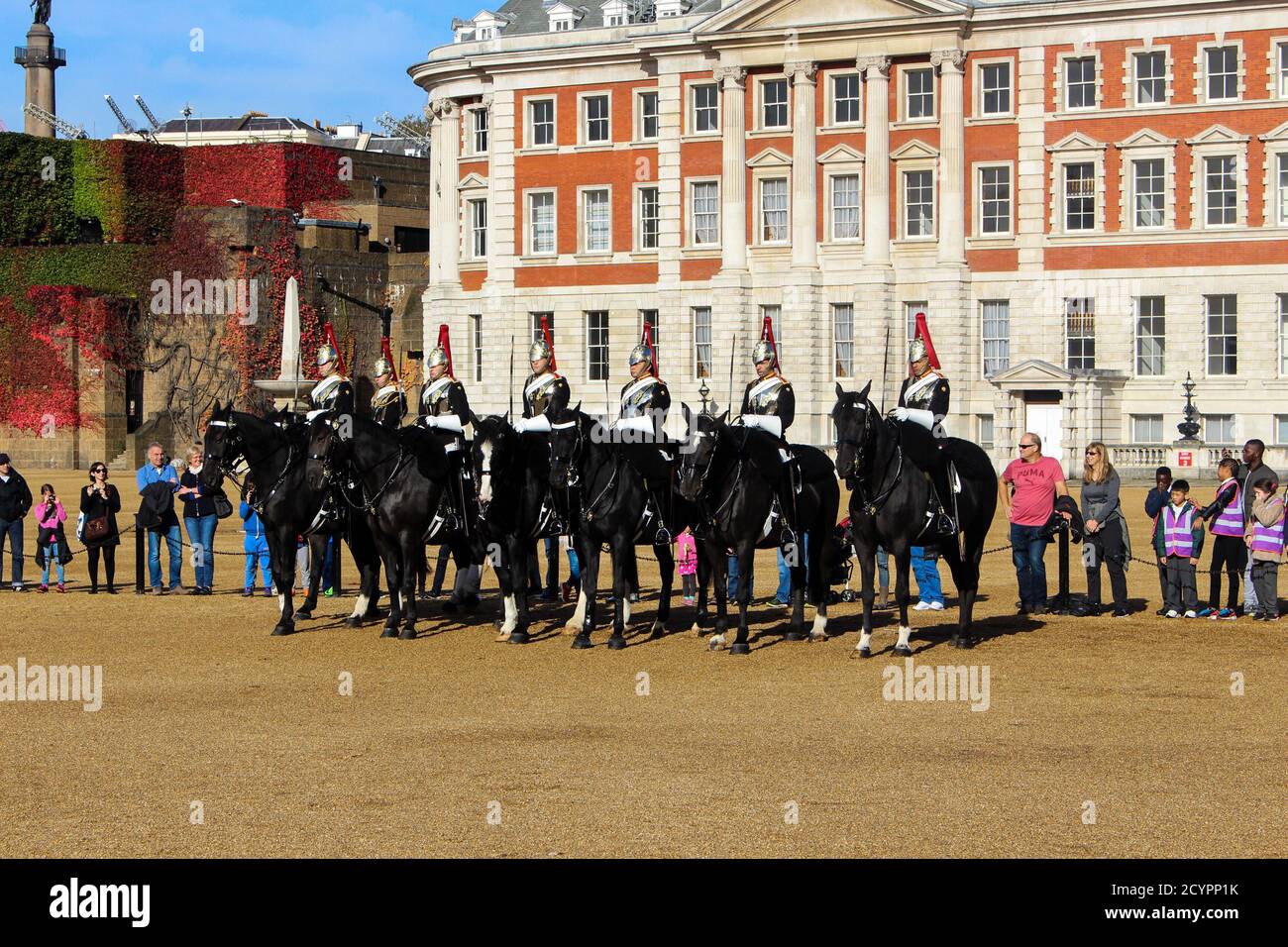 Pferde und Soldaten in London Stockfoto