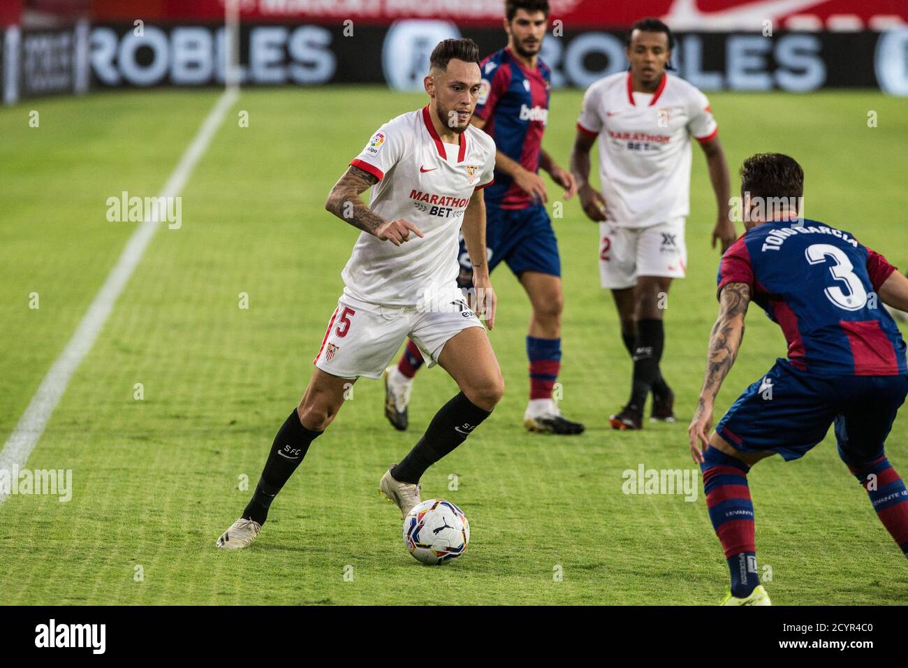 Lucas Ocampos von Sevilla während des spanischen Fußballspiels La Liga zwischen dem FC Sevilla Futbol und Levante Union Deportiva am 1. Oktober, Stockfoto