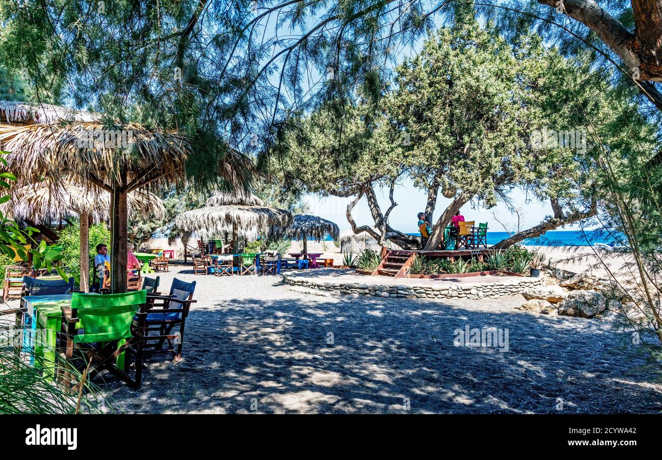 Beach Bar Am Mojito Strand Rhodos Griechenland Stockfoto